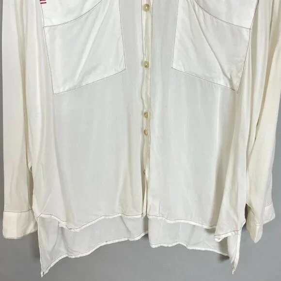 Urban Outfitters Blouse White Semi-Sheer Long Sleeve FLAWS Size Medium Women Top - Picture 14 of 16